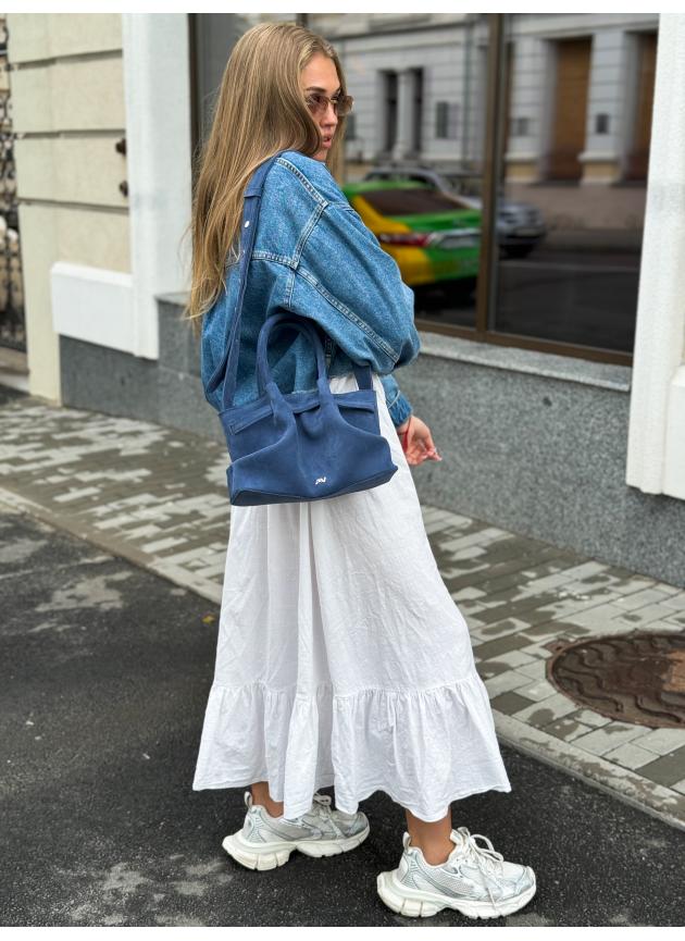 Жіноча сумка Ashley, натуральна замша джинс (Bag small)