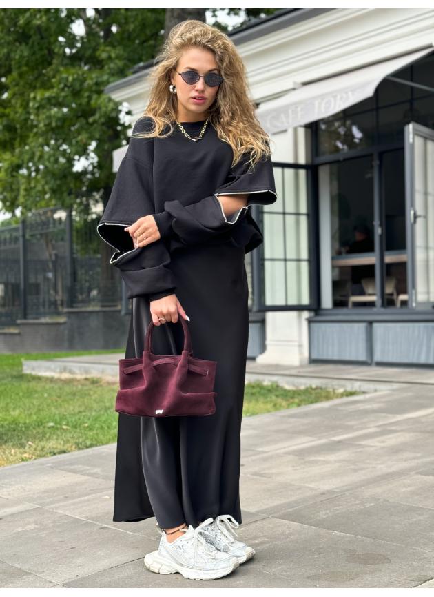 Жіноча сумка Ashley, натуральна замша бургунді (Bag small)