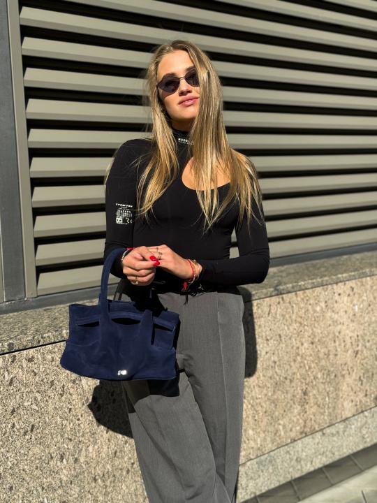 Жіноча сумка Ashley, натуральна замша темно-синій, sky (Bag small)