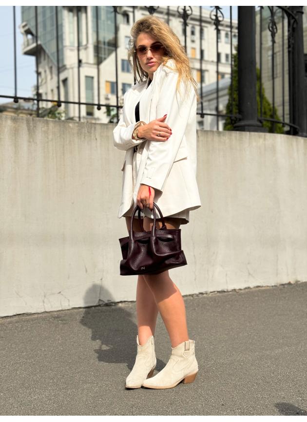 Жіноча сумка Ashley, натуральна шкіра флотар бургунді (Bag small)