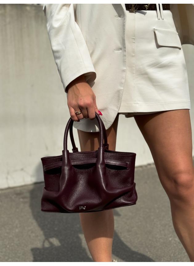 Жіноча сумка Ashley, натуральна шкіра флотар бургунді (Bag small)