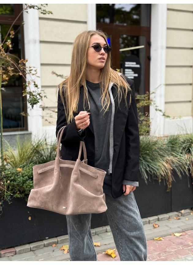 Жіноча сумка Ashley, натуральна замша темно-бежевий, шора (Bag)