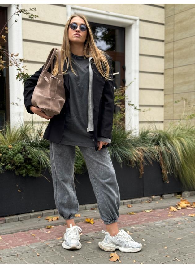 Жіноча сумка Ashley, натуральна замша темно-бежевий, шора (Bag)