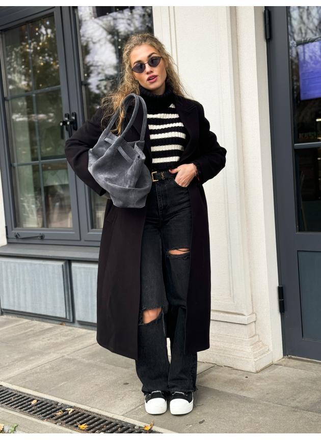 Жіноча сумка Ashley, натуральна замша темно-сіра (Bag)