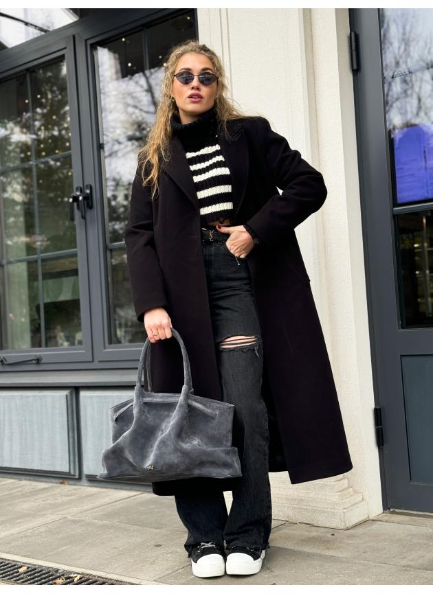 Жіноча сумка Ashley, натуральна замша темно-сіра (Bag)