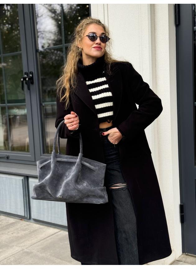 Жіноча сумка Ashley, натуральна замша темно-сіра (Bag)