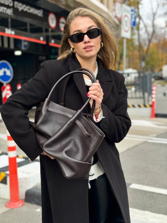 Жіноча сумка Ashley, натуральна шкіра флотар темно-коричневий (Bag)