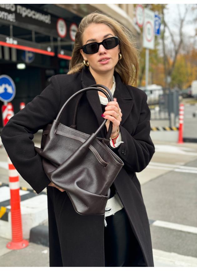 Жіноча сумка Ashley, натуральна шкіра флотар темно-коричневий (Bag)
