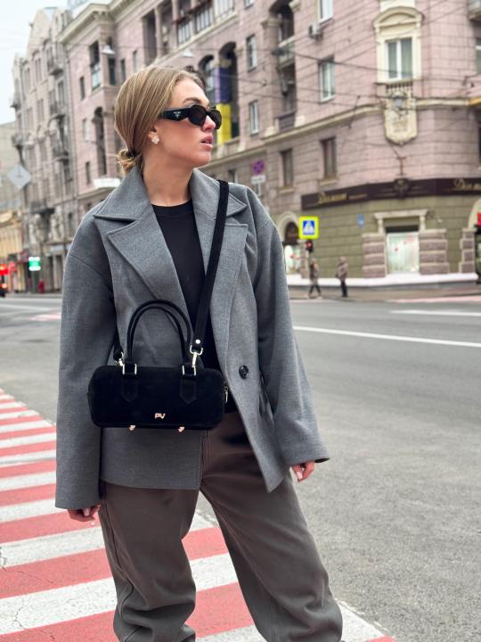 Жіноча сумка Camila, натуральна замша чорна (Bag Small)