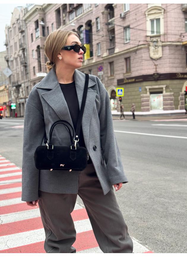 Жіноча сумка Camila, натуральна замша чорна (Bag Small)
