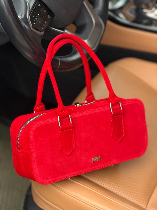 Жіноча сумка Camila, натуральна замша червона (Bag Small)
