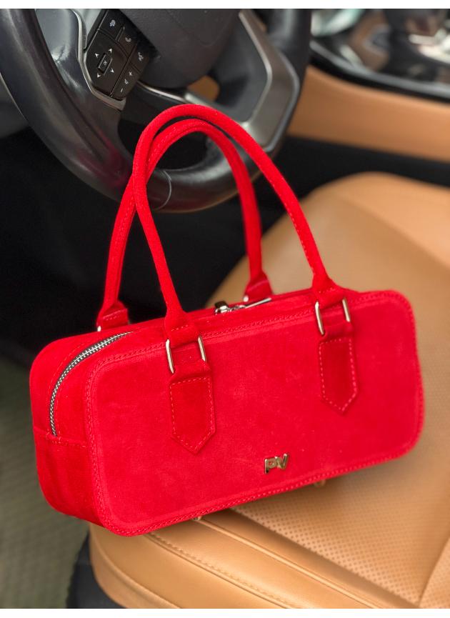 Жіноча сумка Camila, натуральна замша червона (Bag Small)