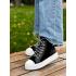 Жіночі високі кеди HIGH TOPS, натуральна чорно-біла шкіра з чорною замшею
