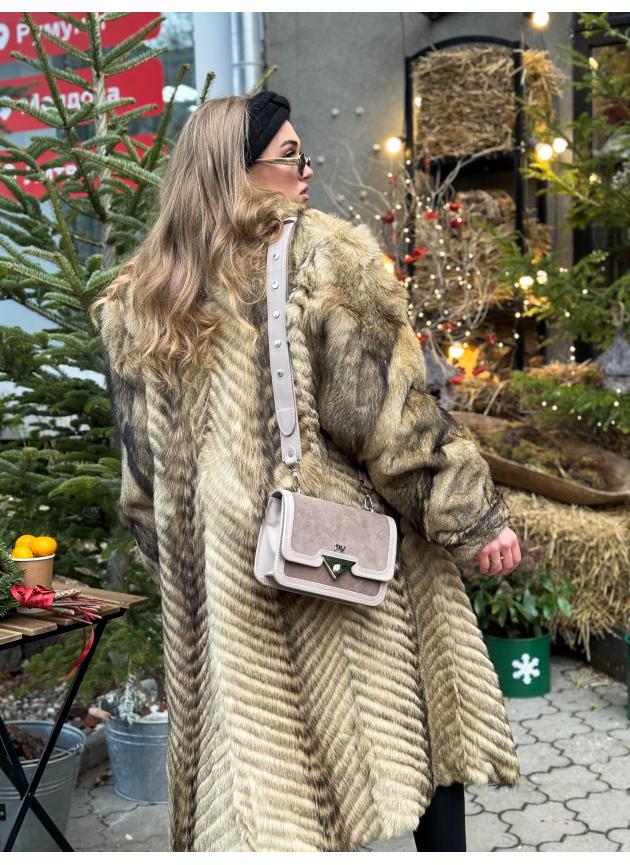 Жіноча сумка Monica, натуральна шкіра та замша капучино