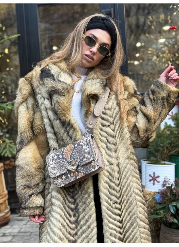 Жіноча сумка Monica, натуральна шкіра, коричнева рептилія