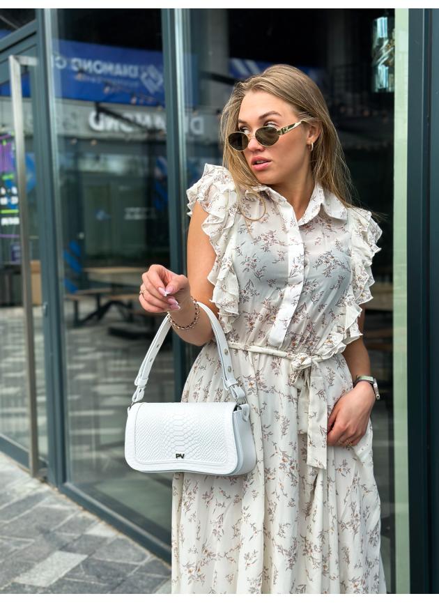 Жіноча сумка Pretty, натуральна шкіра біла рептилія (Bag small)
