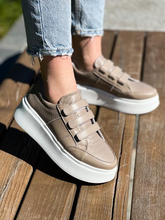Жіночі кеди Velcro, натуральна шкіра бруш рептилія