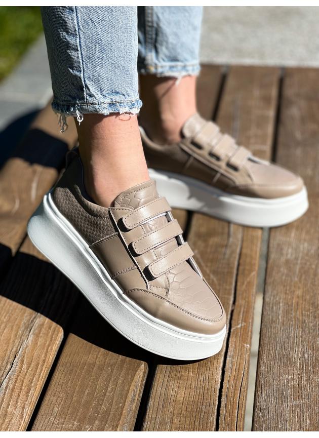 Жіночі кеди Velcro, натуральна шкіра бруш рептилія