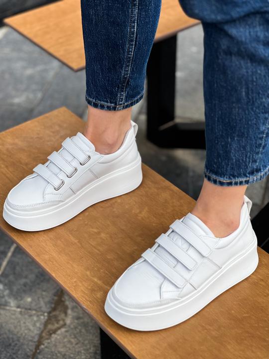 Жіночі кеди Velcro, натуральна шкіра білі