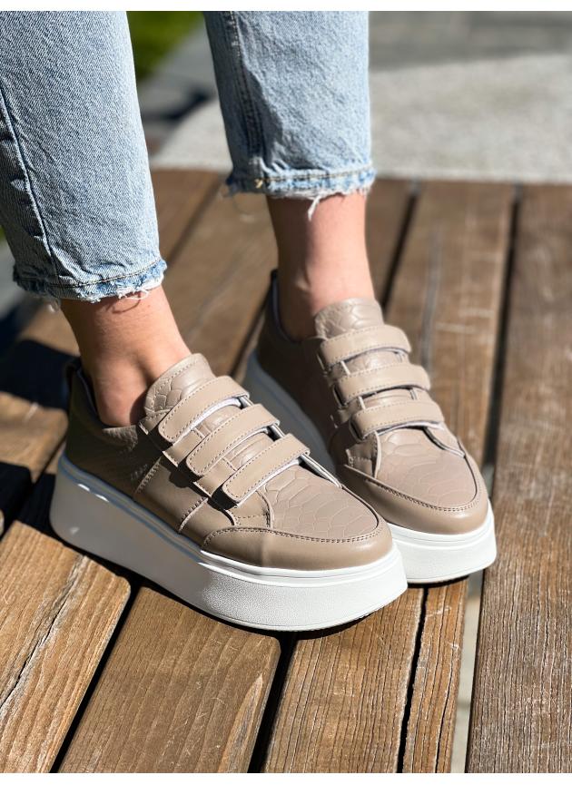Жіночі кеди Velcro, натуральна шкіра бруш рептилія