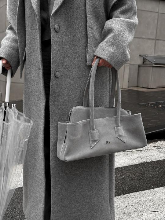 Жіноча сумка Ellis, натуральна замша, колір світло-сірий