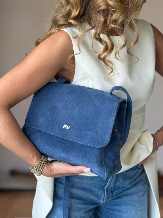 Жіноча сумка Emma, натуральна замша джинс (Bag midi)