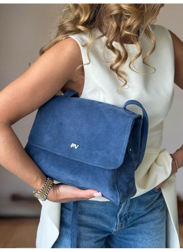 Жіноча сумка Emma, натуральна замша джинс (Bag midi)