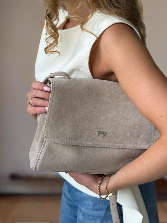 Жіноча сумка Emma, натуральна замша іворі (Bag midi)