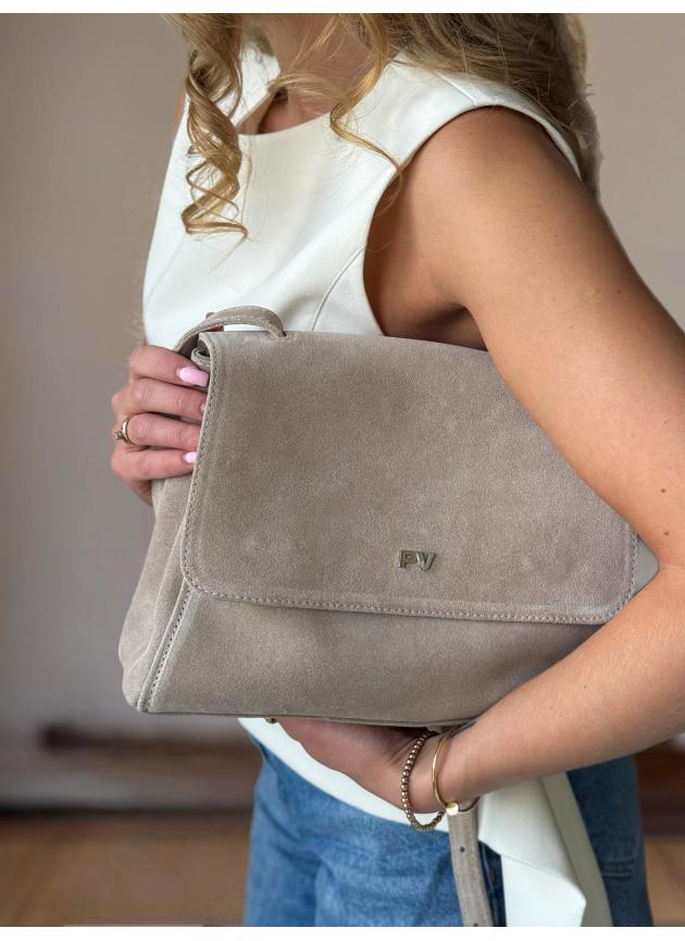 Жіноча сумка Emma, натуральна замша іворі (Bag midi)
