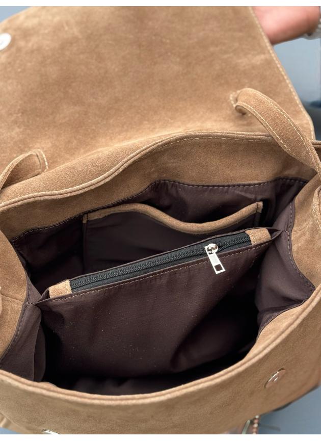 Жіноча сумка Emma, натуральна замша бежева, кастора (Bag midi)