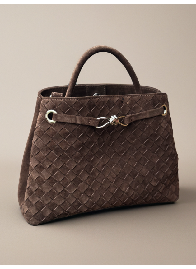 Жіноча сумка Ненсі, натуральна замша какао (Bag midi)