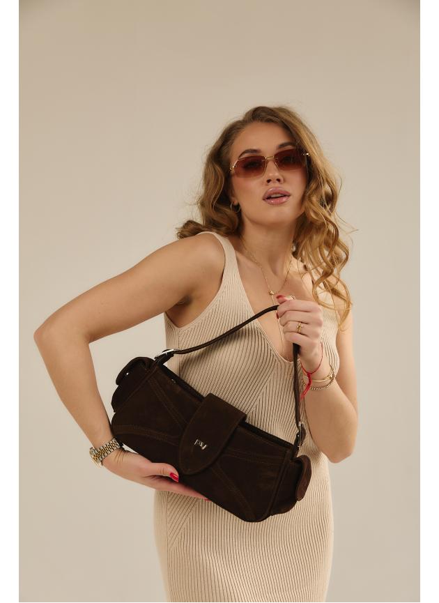Жіноча сумка Rebecca, натуральна замша какао (Bag small)