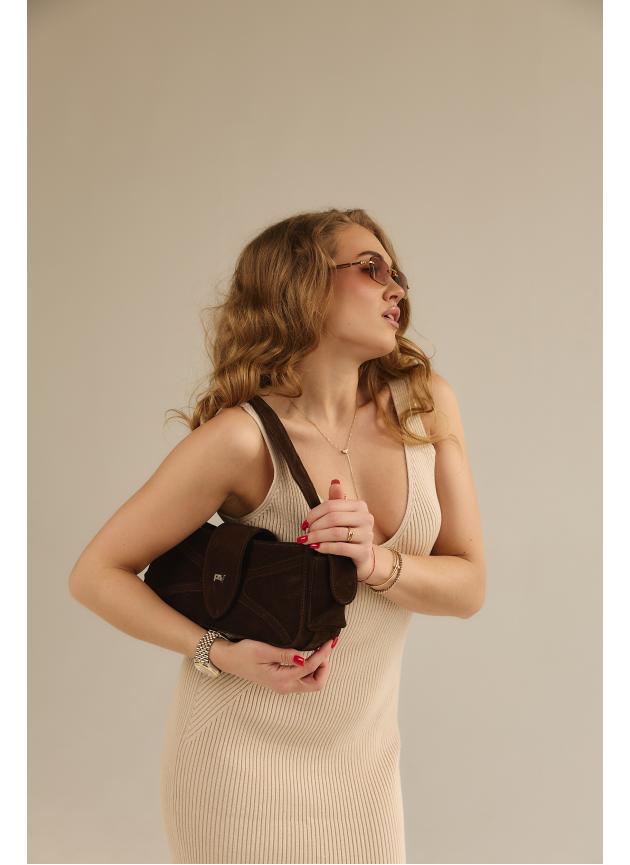 Жіноча сумка Rebecca, натуральна замша какао (Bag small)