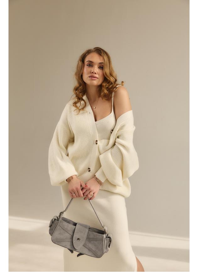 Жіноча сумка Rebecca, натуральна замша світло-сіра (Bag small)