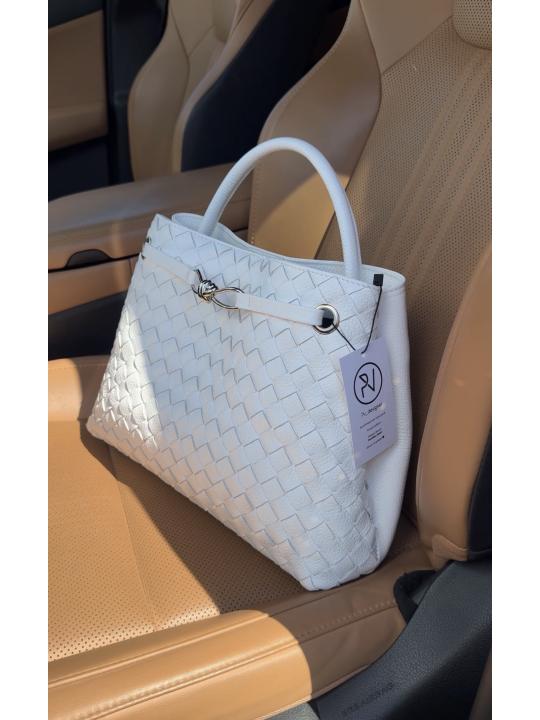 Жіноча сумка Ненсі, натуральна шкіра флотар біла (Bag midi)